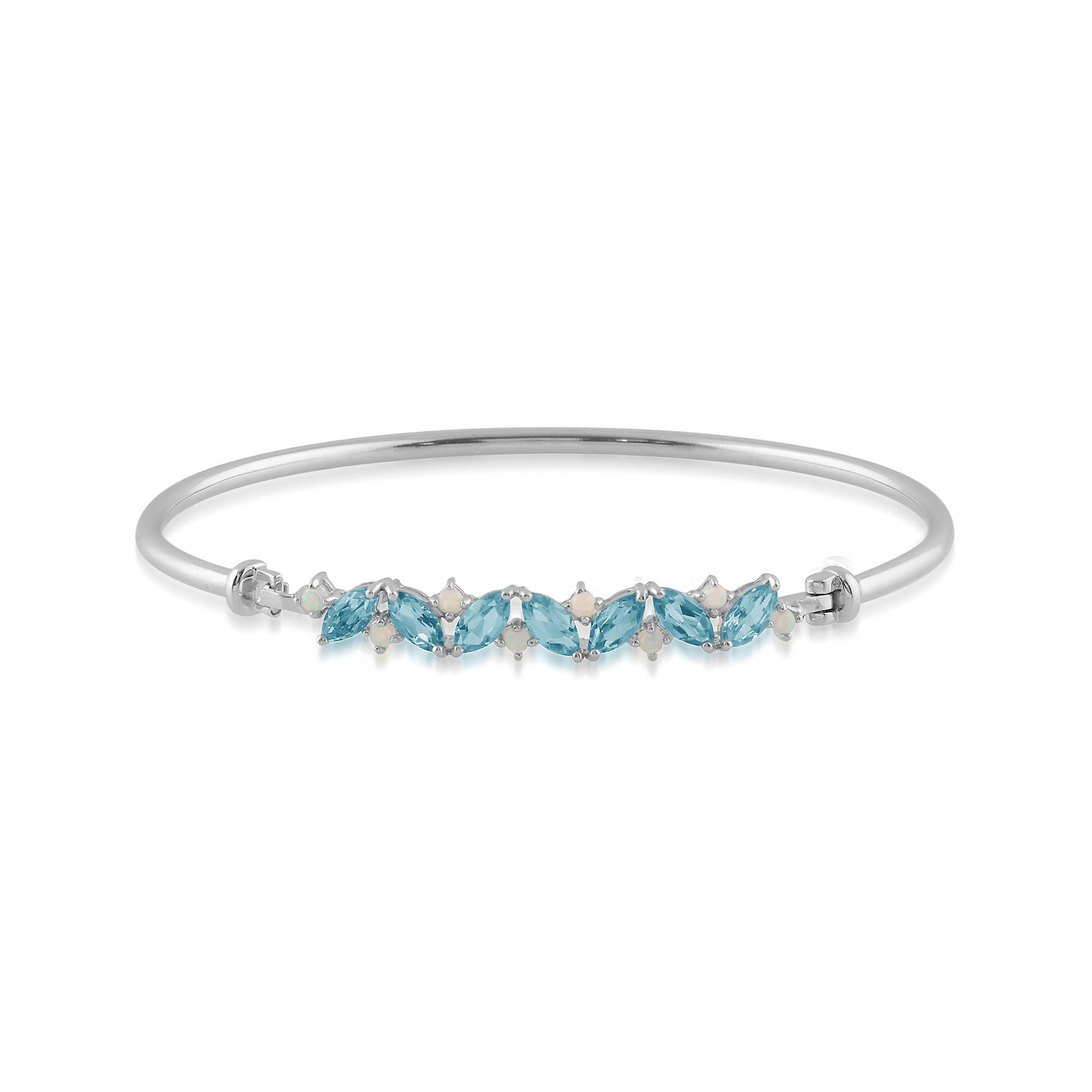 Classic Marquise Topaz & Opal Bangle in 925 Sterling Silver 253B009301925