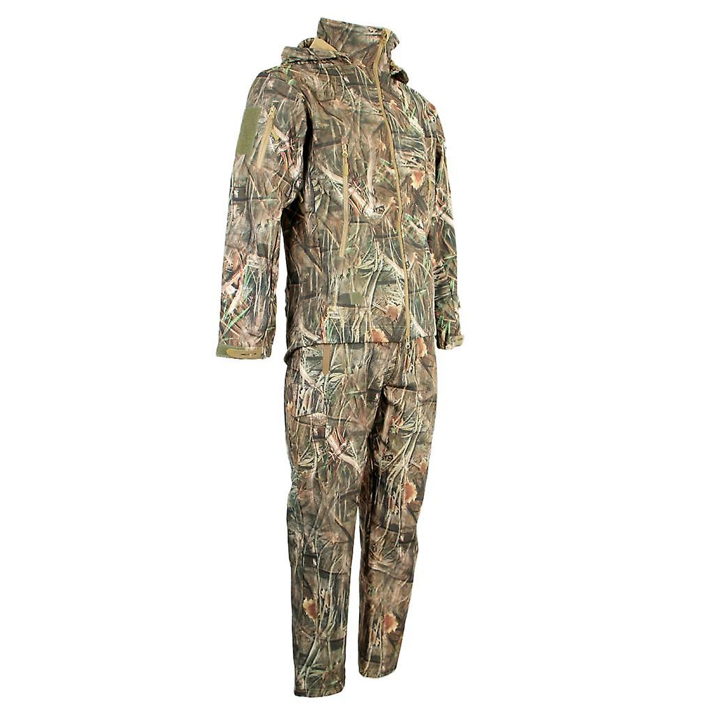 Bionic Camouflage Hunting Clothes Leaf Waterproof Jacket + Pants Suit XL
