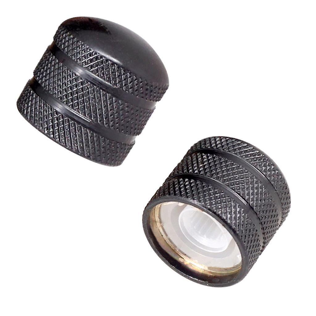 2pcs Metal Volume Tone Control Dome Knobs Cap for Electric Guitar Bass Black
