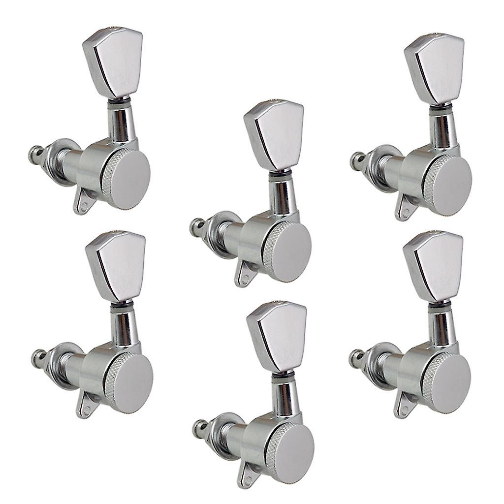 6L Electric Guitar Tuning Pegs Machine Heads Knobs Parts Accessory Silver