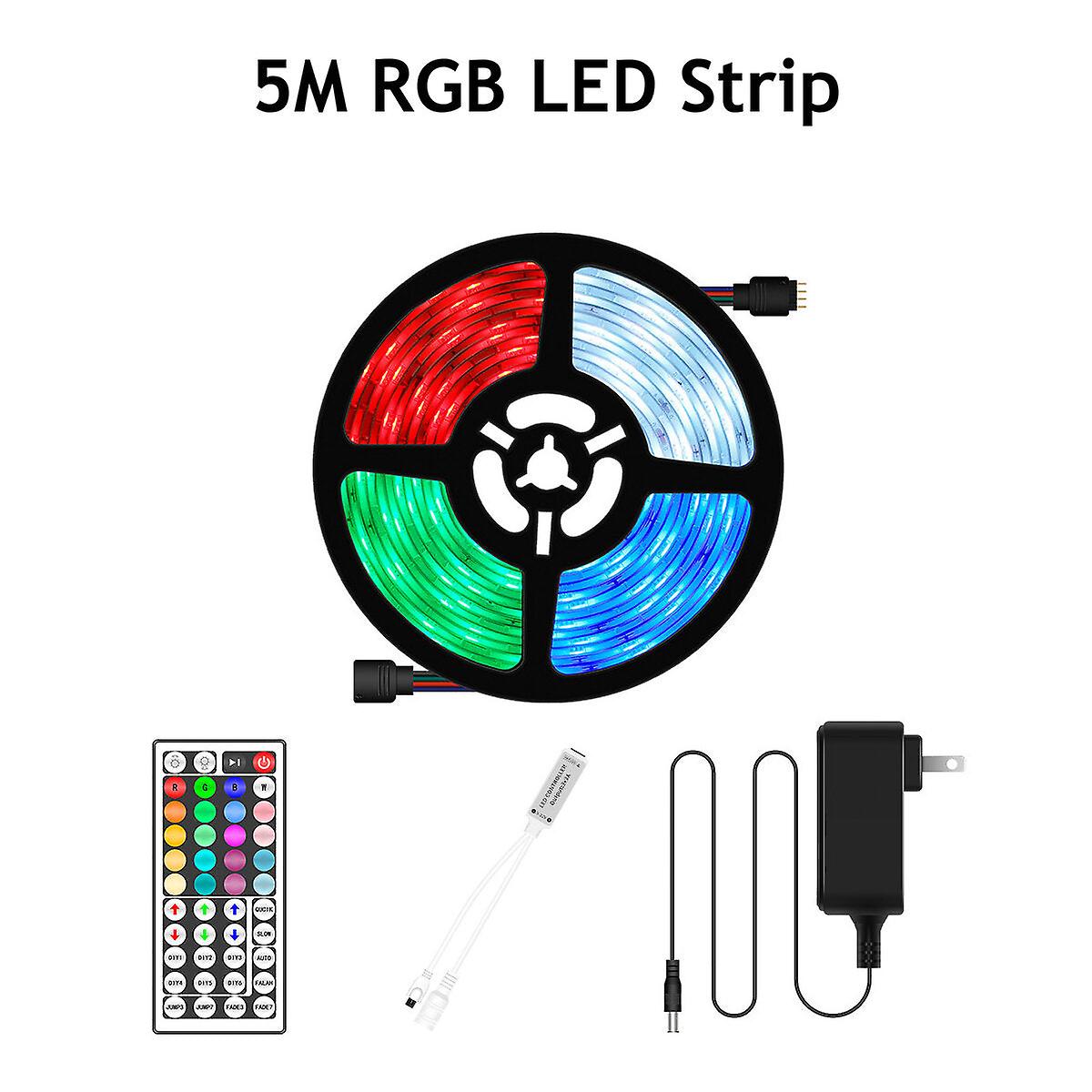5050 RGB LED شريط إضاءة - جهاز تحكم عن بعد USB ، تغيير اللون ، شريط مقاوم للماء لإضاءة الخزانة