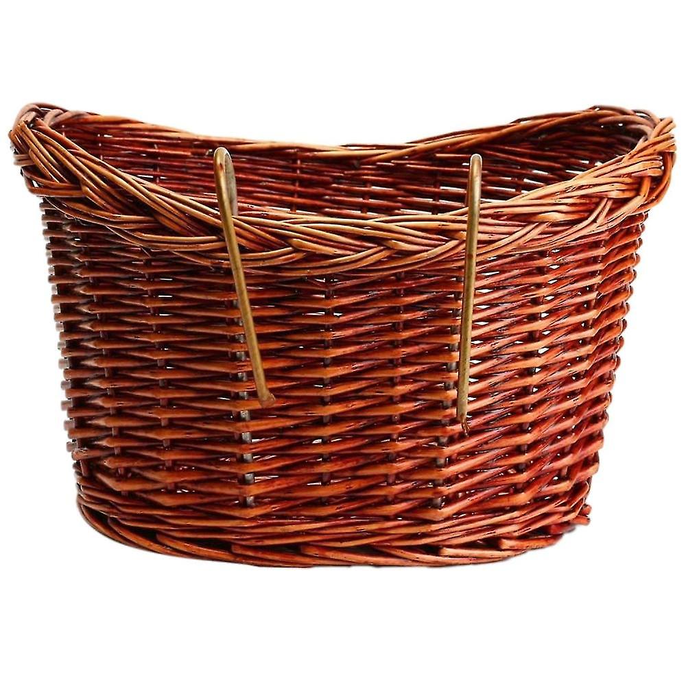 Wicker Bicycle Basket Handmade Bicycle Front Basket With Hook , Woven Bicycle Handlebar Rattan Bask