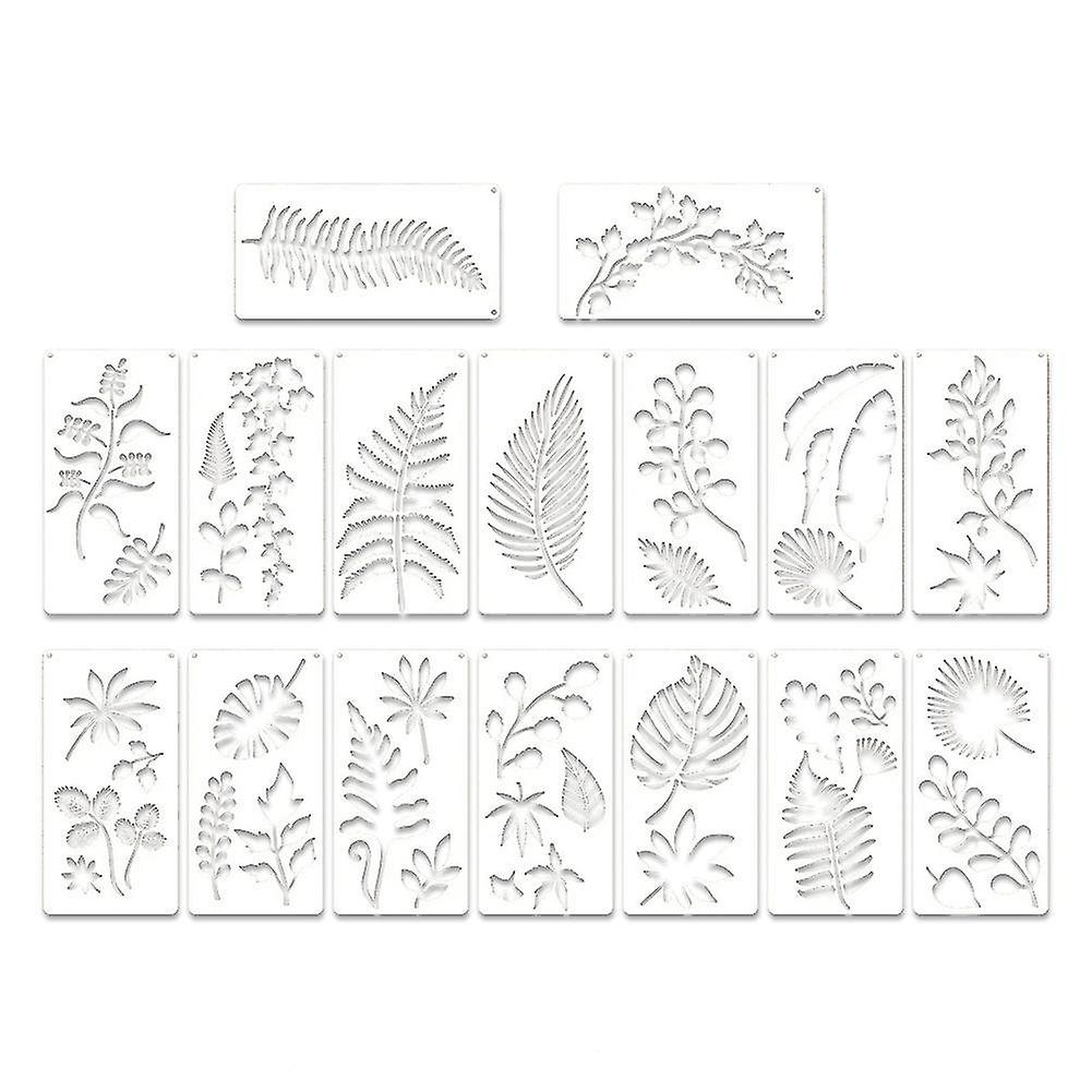 16 Pieces Leaves Stencil Reusable Sheet Painting Stencil Sheet Wall Stencil Leaf Pattern Template T