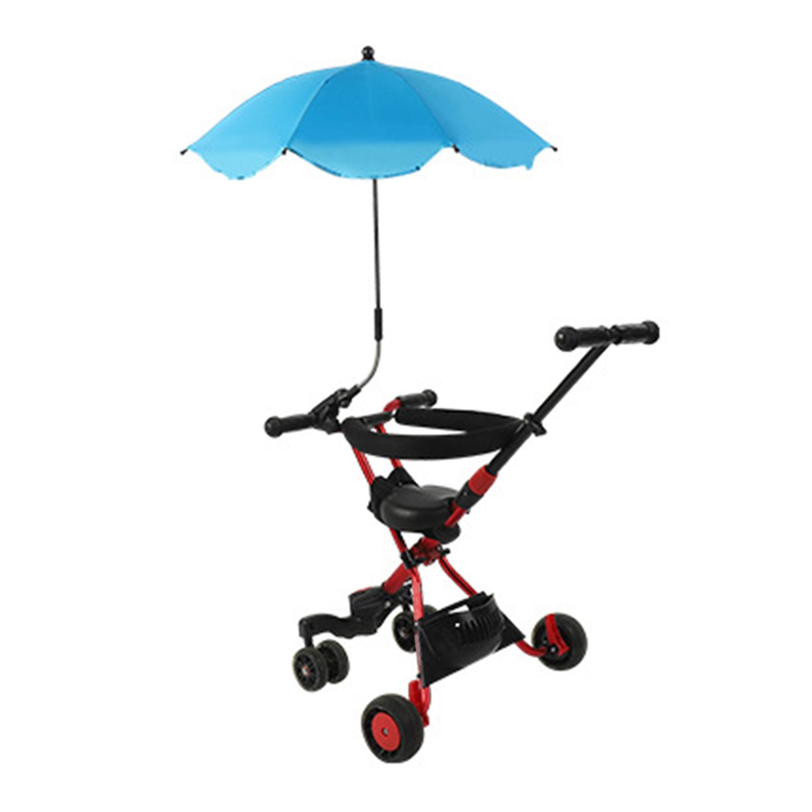 Baby Stroller Umbrella UV Protection 360 Degree Adjustable Automatic Waterproof Portable Stroller Sun Shade Sky Blue 