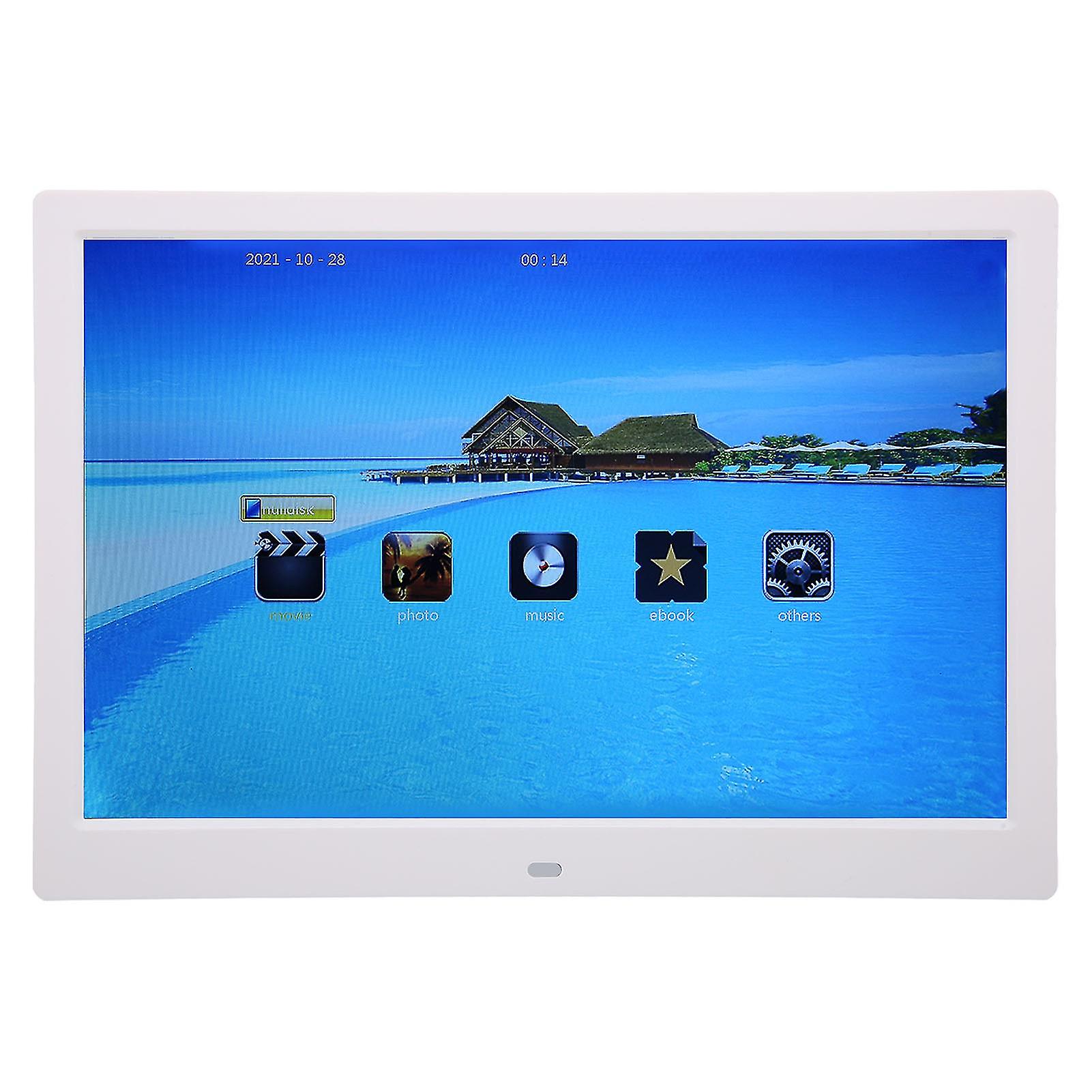 Digital Photo Frame 13 Inch HD 1280x800 LCD Display Remote Control Electronic Picture Album with Calendar 110?240VWhite US Plug