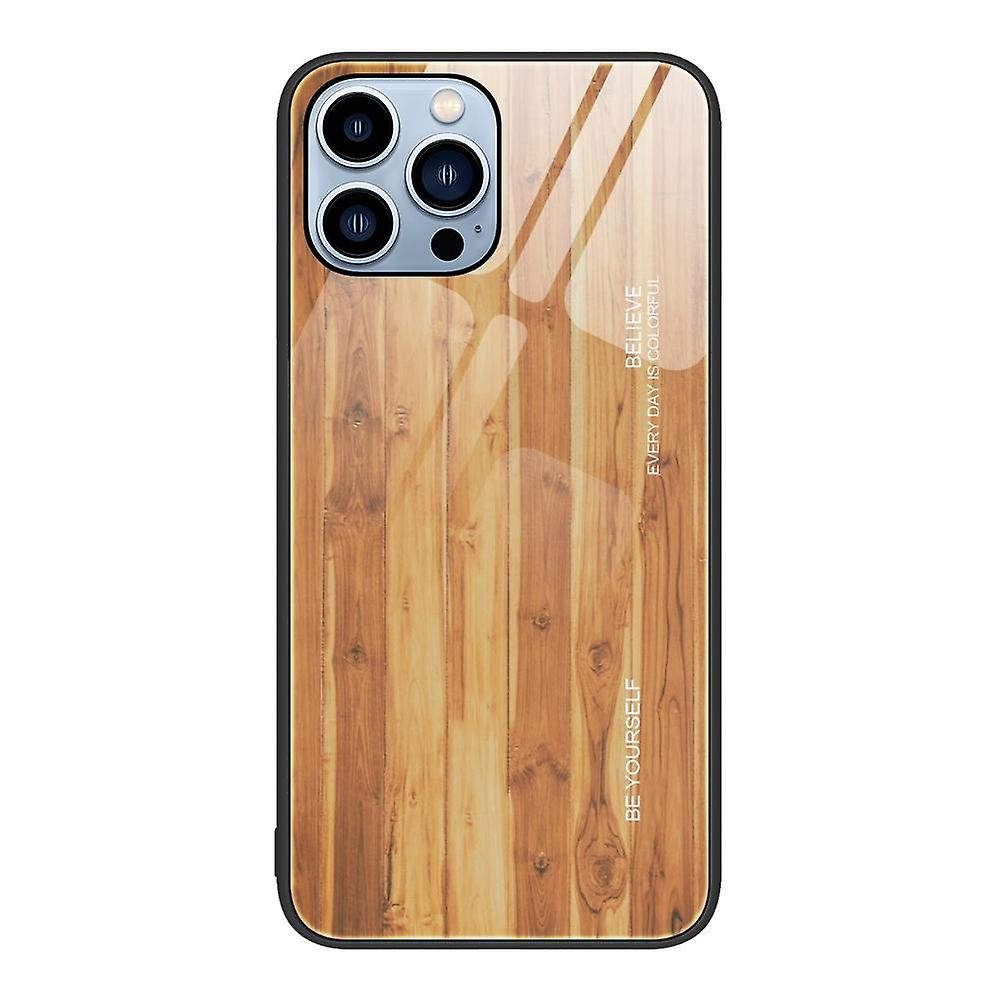 Wood Grain Glass Case For iPhone 15 Pro Max