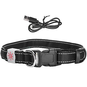 USB Akumulator LED Pet Regulowana rzeźbiona obroża Oświetlenie dla psa Obroża nocnaZielona skóra S