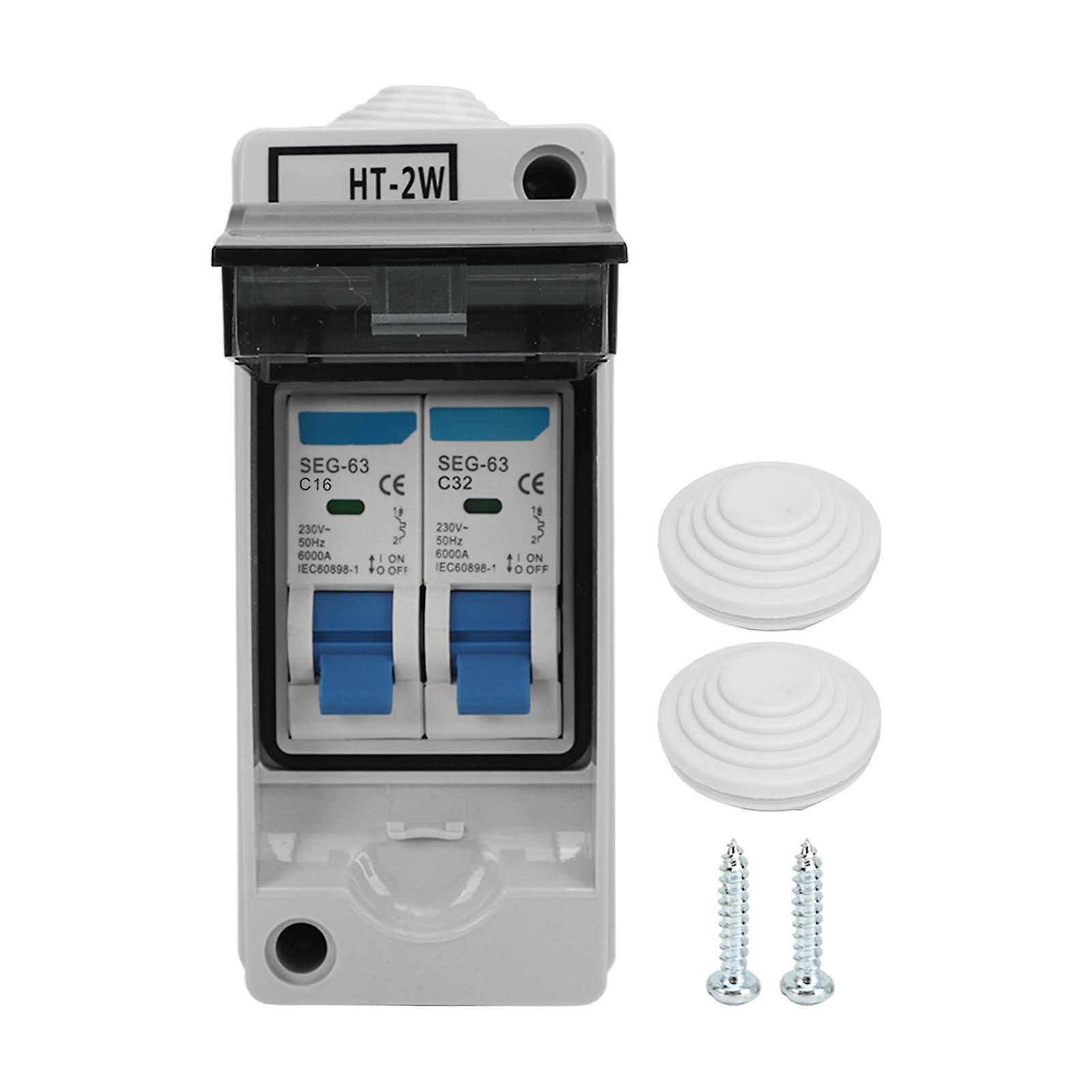 Circuit Breaker 2P MCB C Type Outdoor Waterproof Miniature Circuit Breaker with Box C16 C32