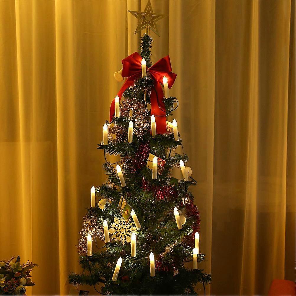 USB LED Candle Lamp Warm White LED Flameless Christmas Candle String Lights with Tree Clips Holiday Party Decoration