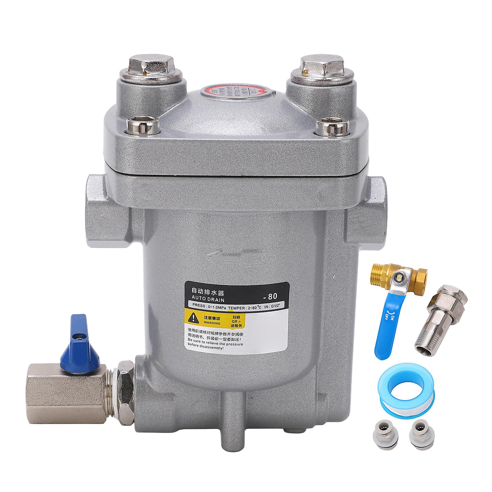 TICFOX Automatic Drain Valve High Pressure Floating Design Anti Clogging Air Tank Automatic Drain Trap Water Drainer (ADTV-80 G1/2)