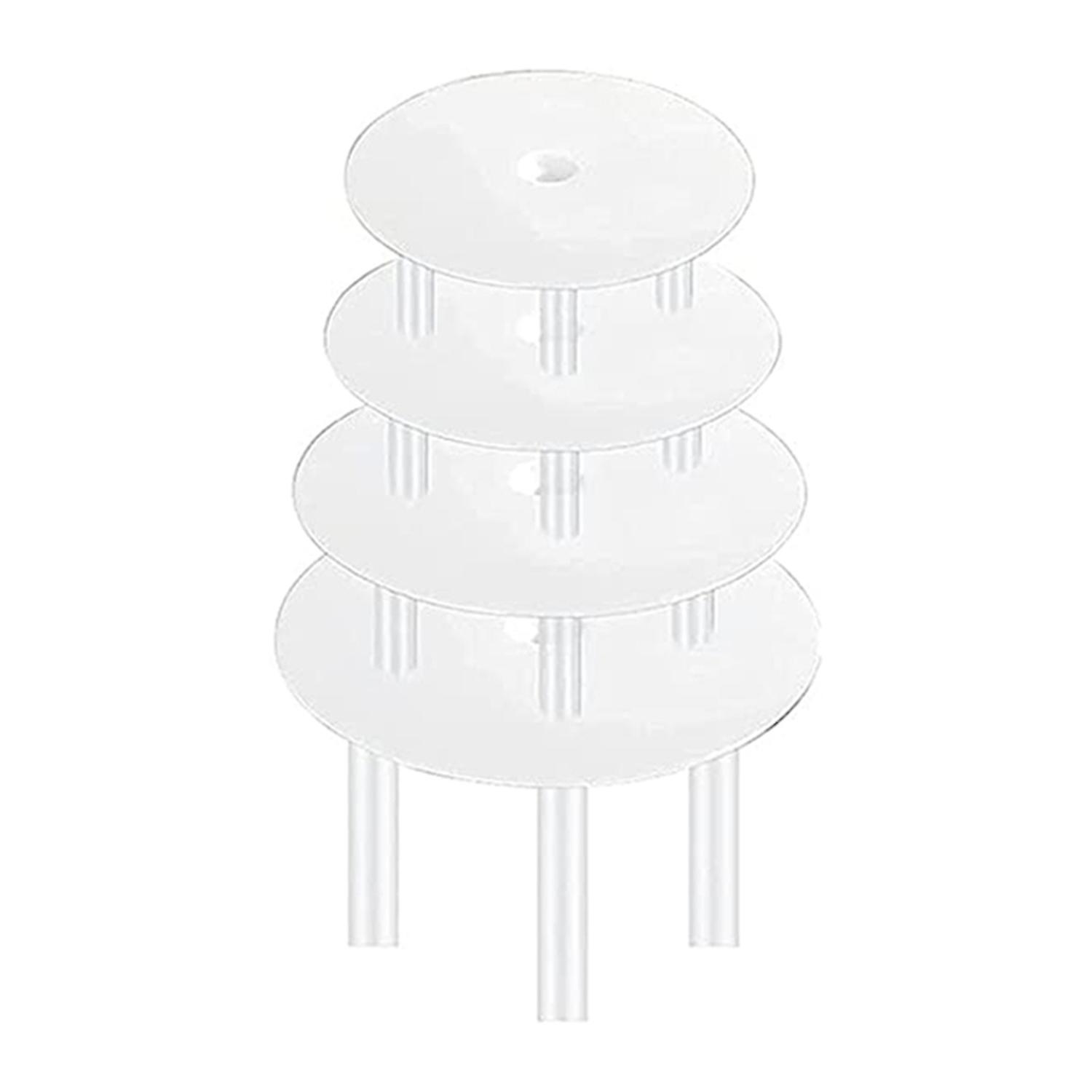 OuZhan 1 Set Reusable Round Cake Spacers Waterproof BPA Free Stacking Cake Stand 12 Cake Rods 4 Cake