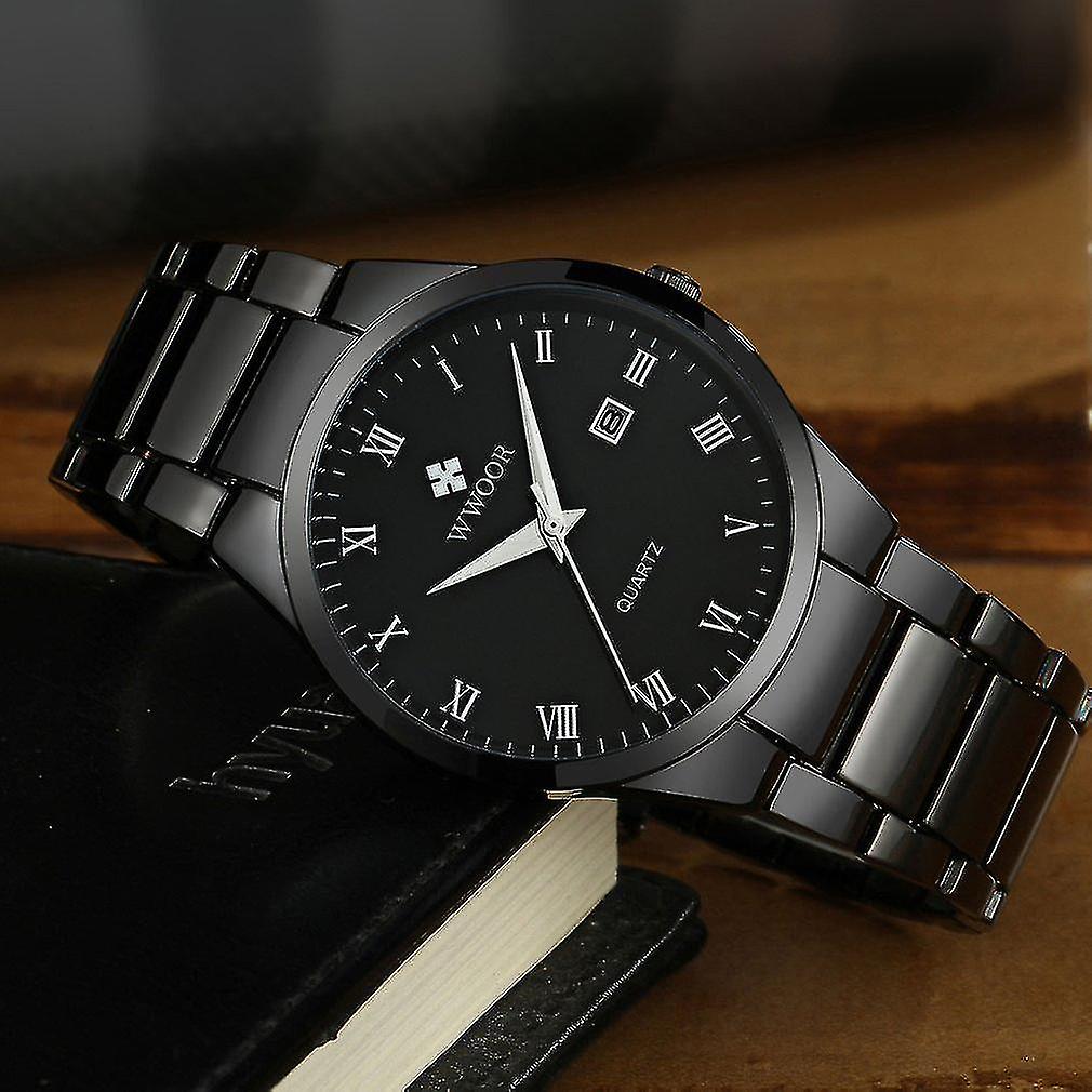 Men Stainless Steel Waterproof Watches Quartz Analog Clock Solid Strap Watch
