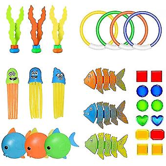 Pool Toys Clipart Diving Toys, 28 Pcs Swimming Toys, Diving Rings