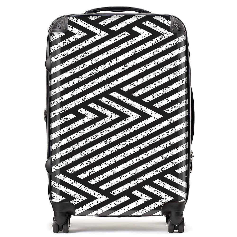 Oblique Black Grunge Pattern Suitcase