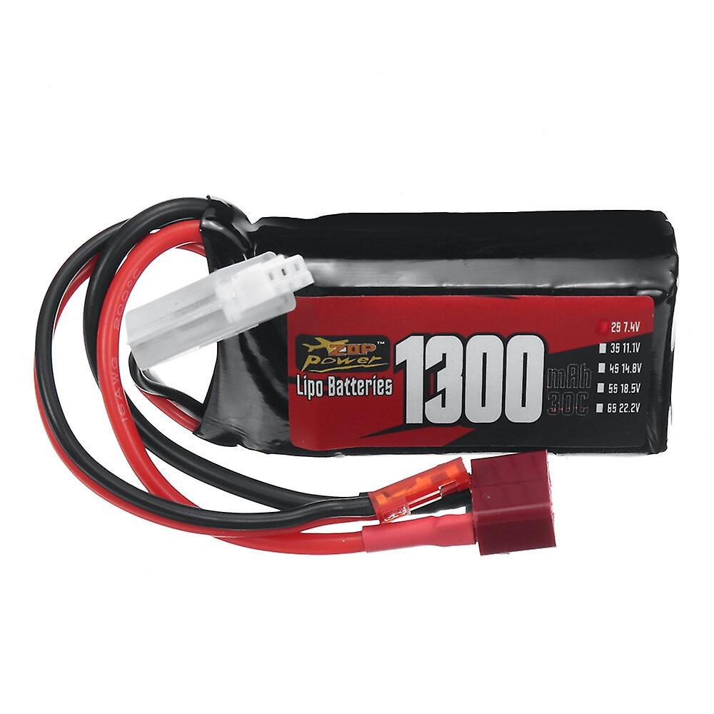 ZOP Power 2S 7.4V 1300mAh 30C 9.62Wh LiPo Battery T Plug for HBX 16889 JJRC Q130 RC Car