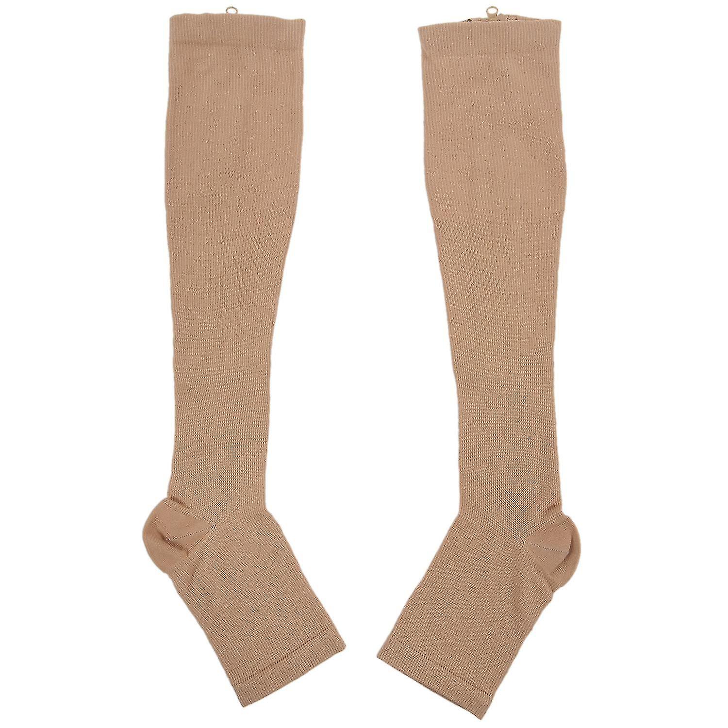 Increasing Circulation Compression Knee Socks Leg Support Stockings Beige S