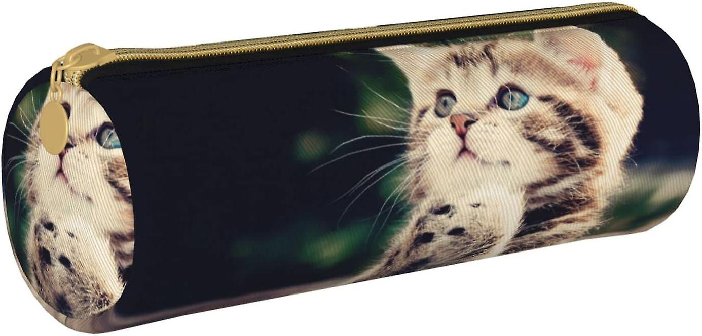 Katze bedruckt Leder Reißverschluss Federmäppchen, tragbare Schreibwarentasche, Organizer Schreibwarenetui, Unisex28868