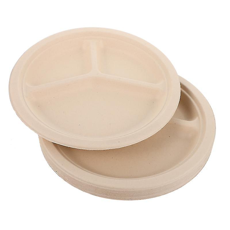 20pcs Bagasse Compartment Plates