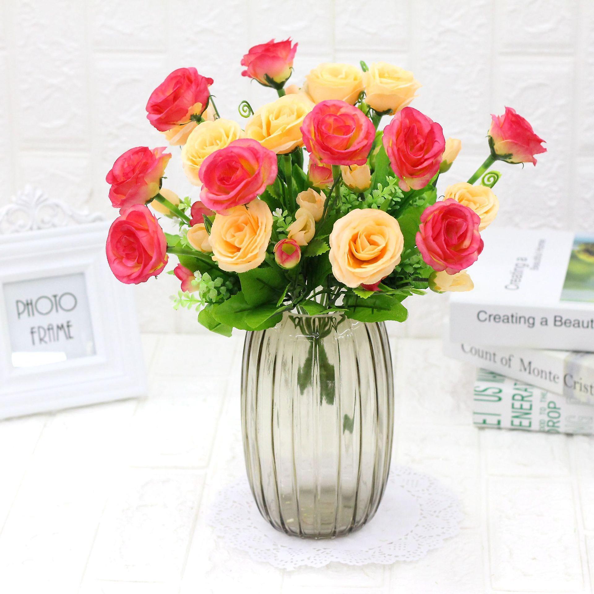 5Pcs artificial flower rich rose wedding bouquet dried flower fake