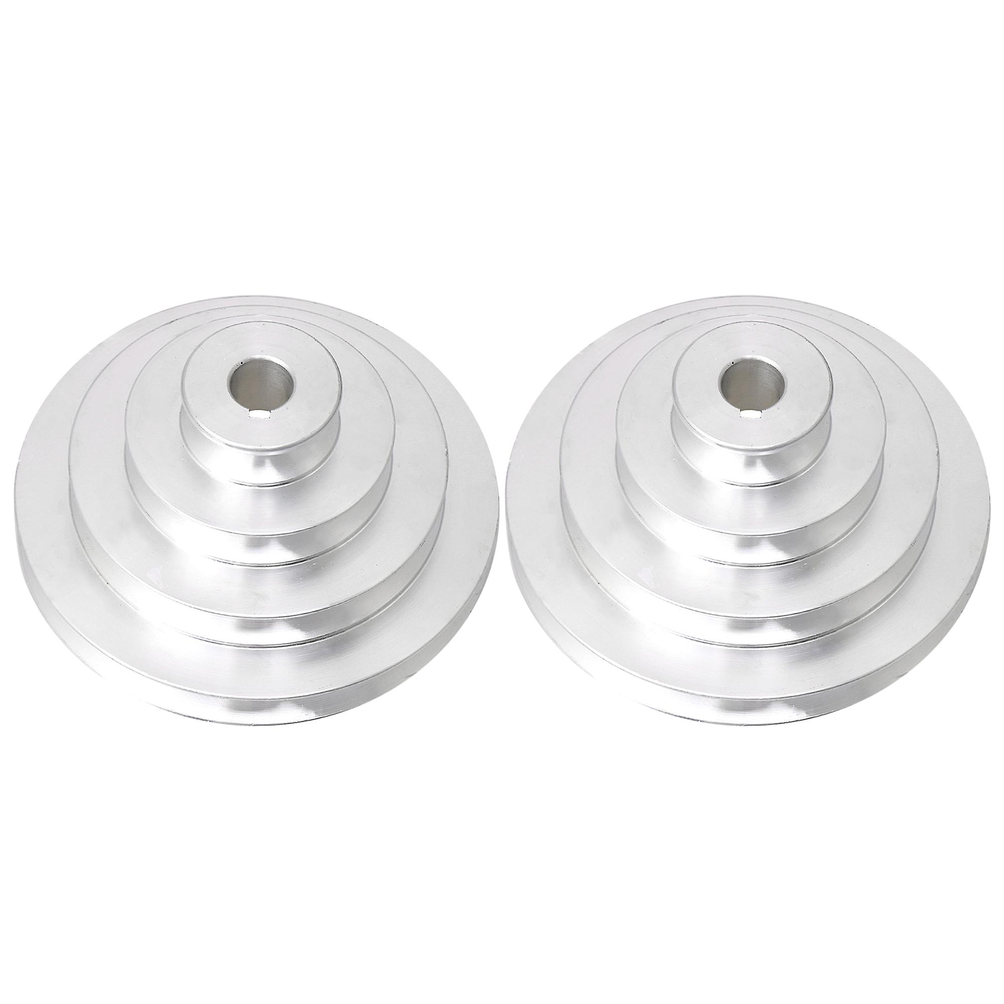 2 PCS 41 a 130mm Foro Scanalatura 4 Step Pagoda Cintura Puleggia In alluminio Argento