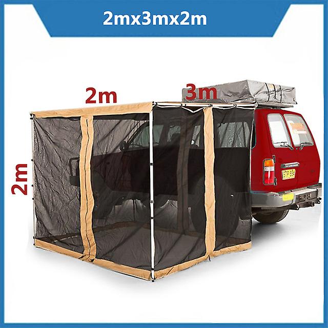 Sunday Retractable 8.2'x10' Car Side Suv Awning With 6.5l X8.2w Front Extension Wall For Car Camping