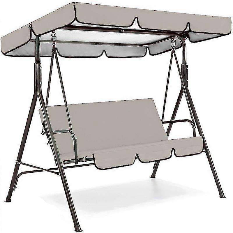 Universal Swing Canopy Cover with Swing Cushion Cover, Waterproof Oxford Cloth Porch Swing Canopy Top Cover Set, 2/3-Seater-Swing Chair Awning Gl