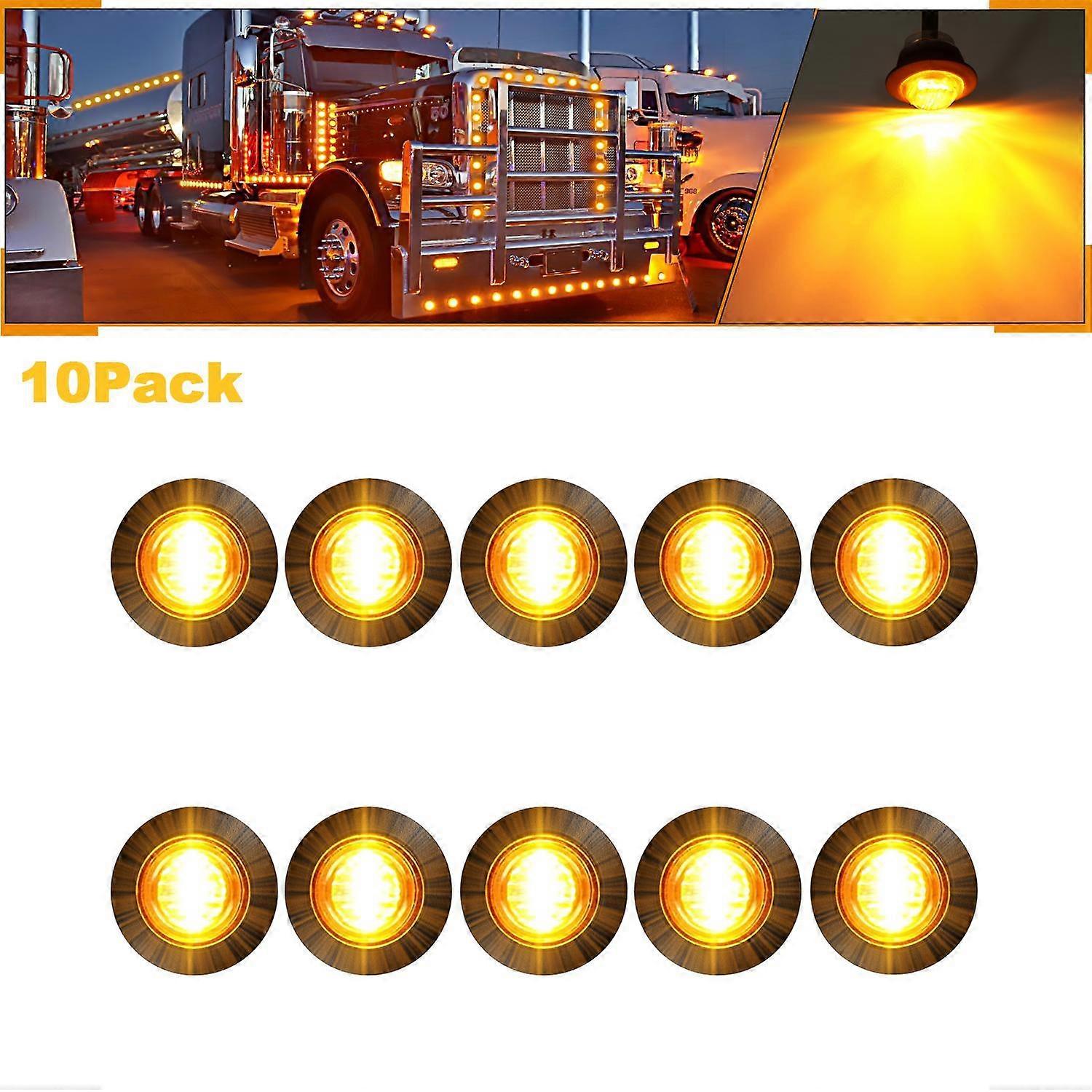 3/4 Inch Round LED Side Marker Lights Clearance Lights Front Rear Signal Lamp Indicators Light Waterproof For Truck Trailer Boat