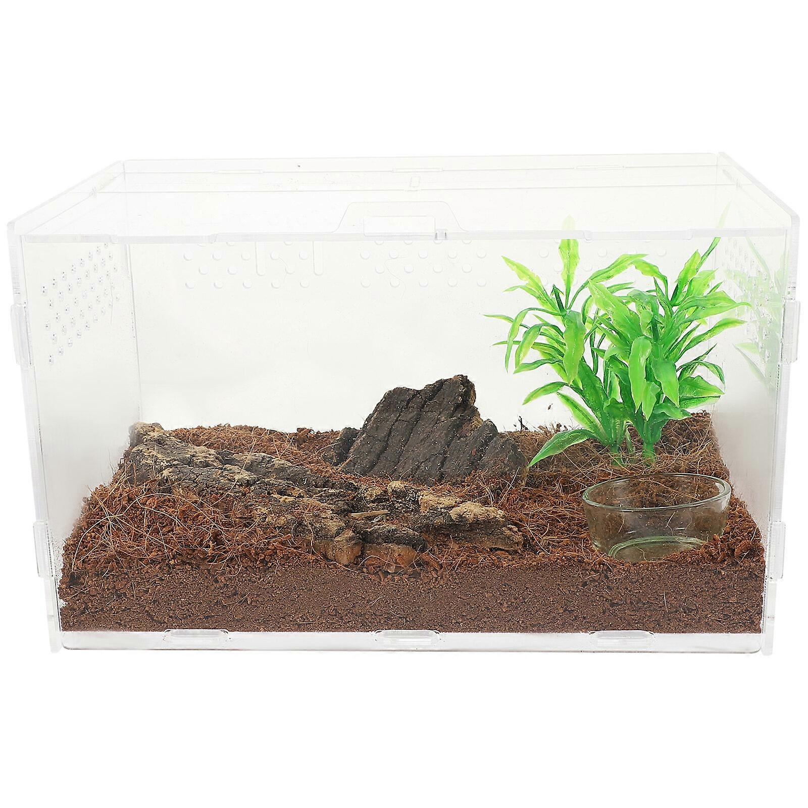 Acrylic Reptile Terrarium Acrylic Reptile Breeding Box Clear Terrarium Cage Tank for Small Reptile