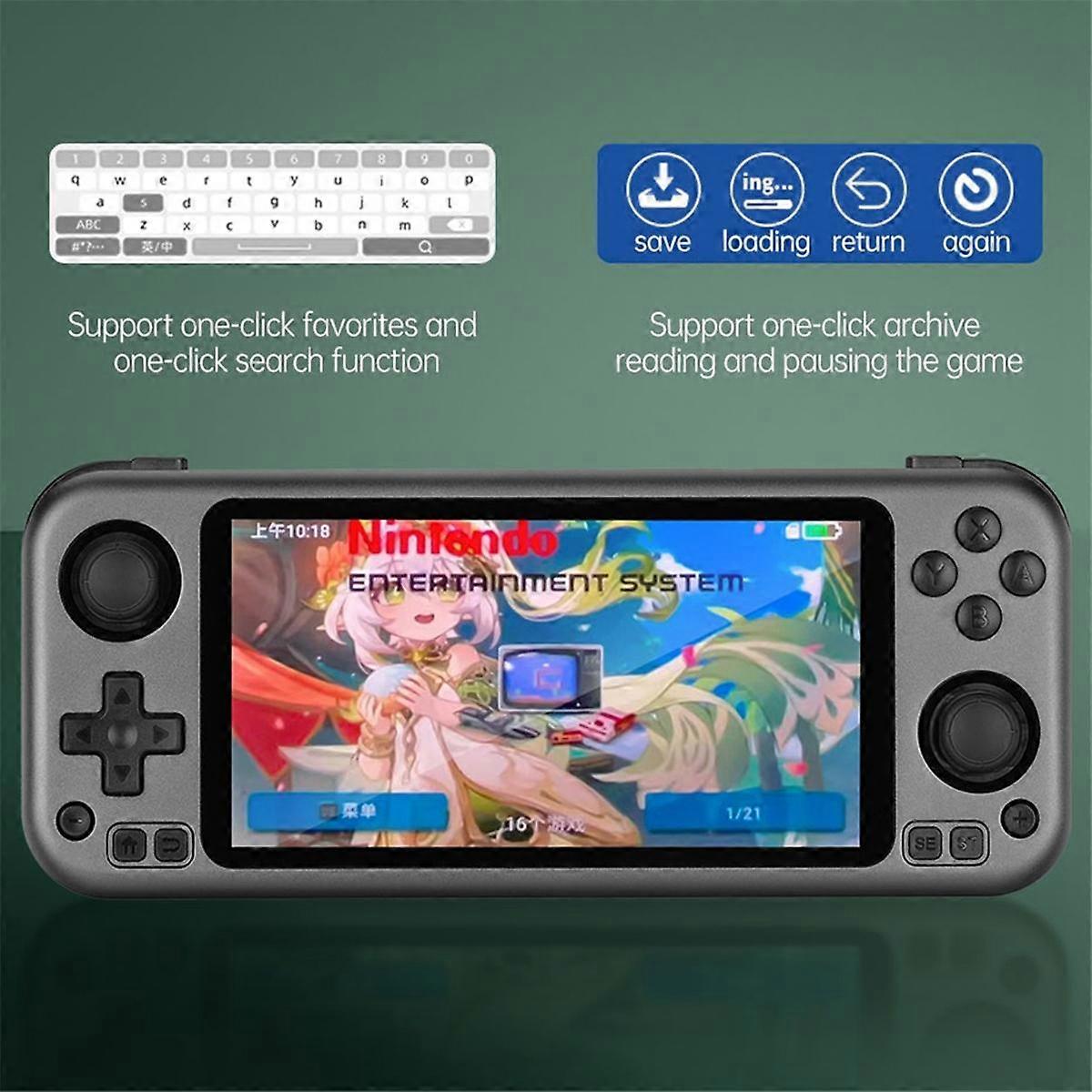 Console de jeu portable open source 5,0 pouces HD IPS Console de jeu à écran tactile Double joystick Rg3566 Retro Arcade A