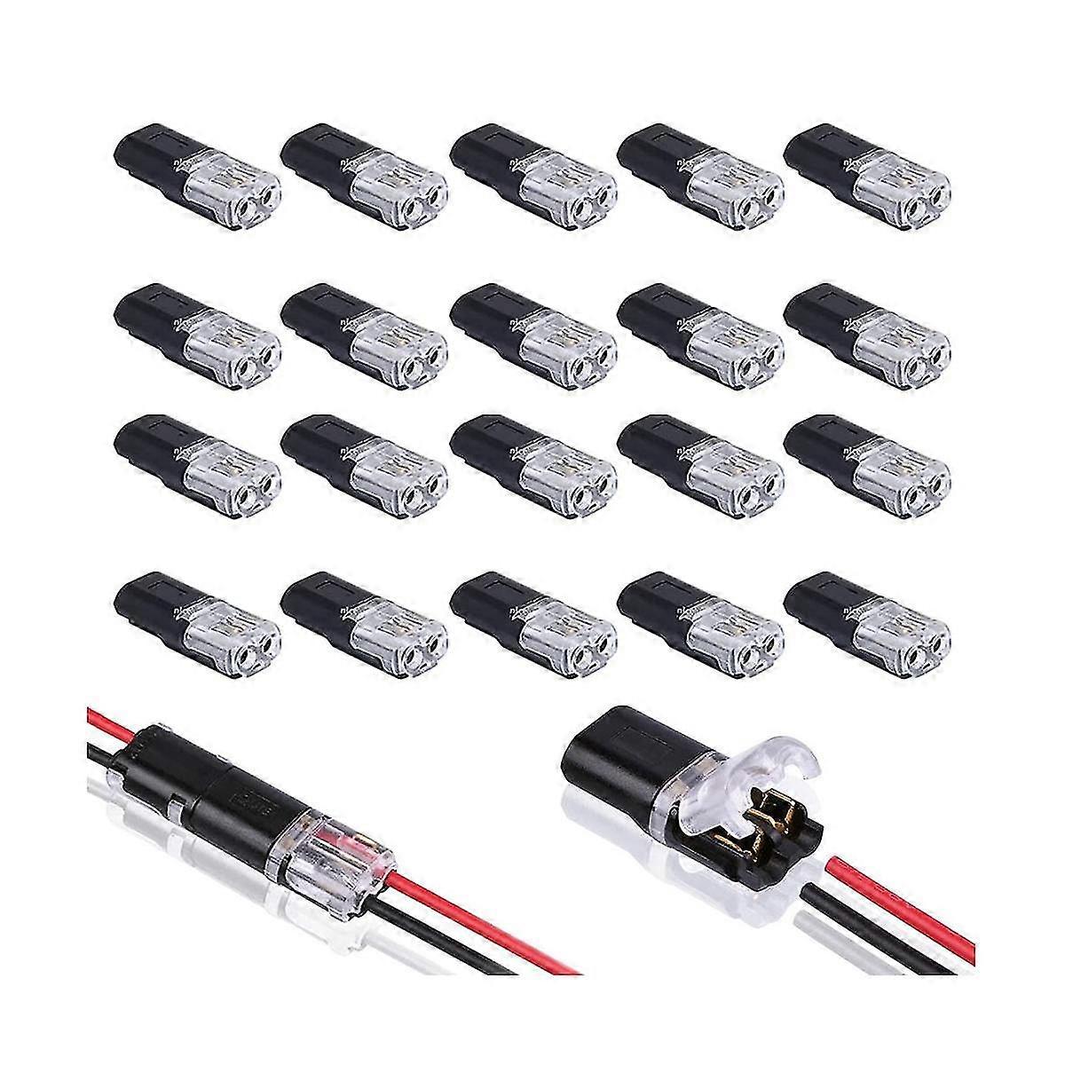 20pcs Double-wire Plug-in Connector With Locking Buckle,pluggable Connectors 2 Pin 2 Way Universal