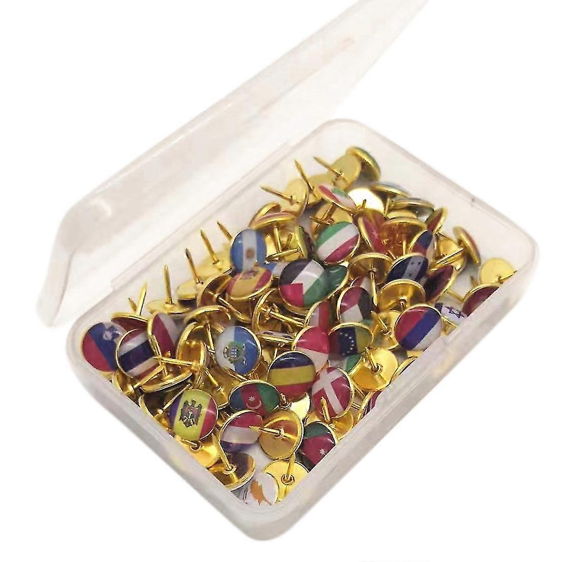 Push Pins National Flag Thumb Tacks Country Map Push Pins compatible with Bulletin Board, Map, Office