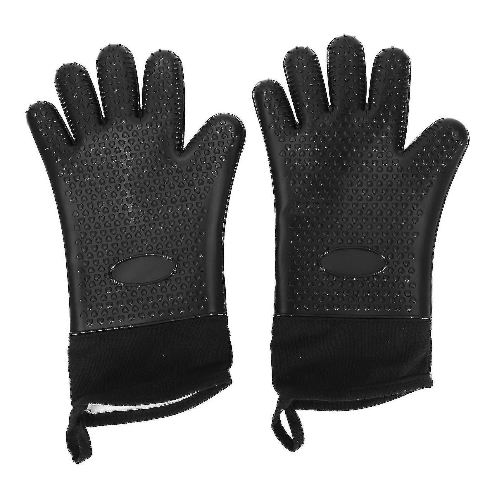 Heat-resistant Waterproof Silicone Gloves Compatible With Kitchen Cooking, 2 Pack