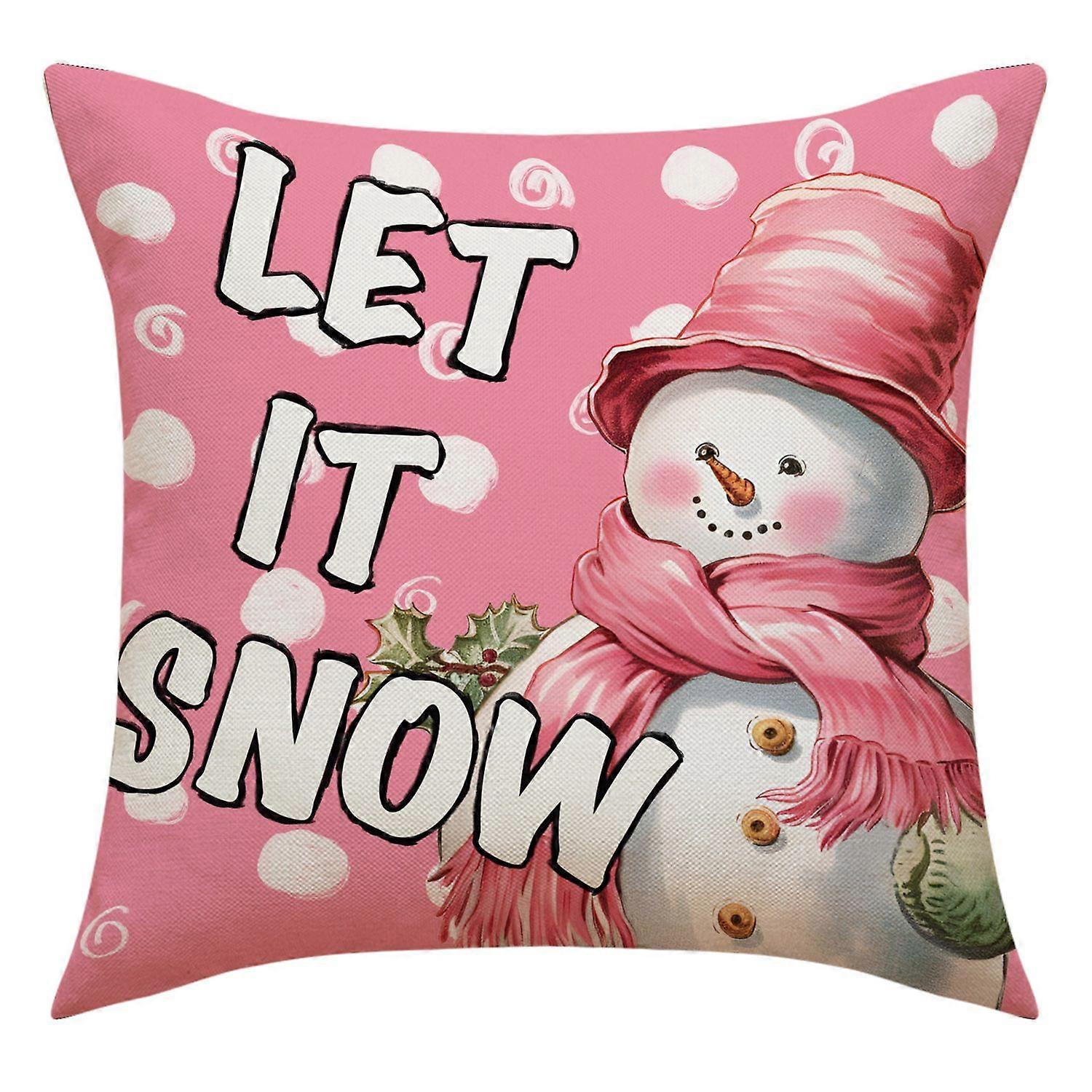 Christmas Pillowcase Santa Christmas Tree Print Single Side Print Colorfast Hidden Zipper Soft Couch