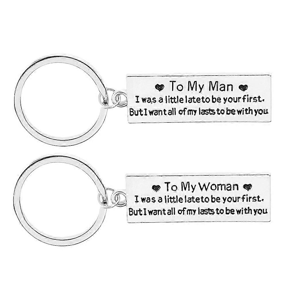 Couples Keychains Set To My Man To My Woman Keychain Set (Silver)