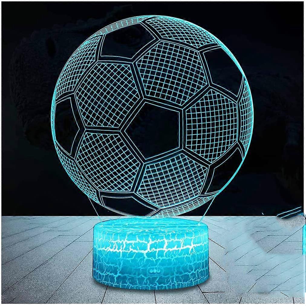 PIAO Fodbold 3D-lampe, LED Natlys Illusionslamper 7 Farver Skiftende Touch Control USB Optisk Skrivebordslampe, Sengelamper Til Børn Julefødselsdag