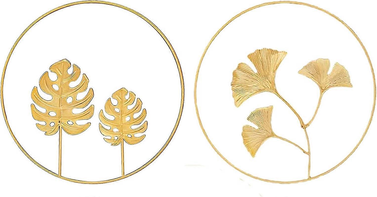2 Piece Metal Round Wall Decorations Metal Round Leaf Wall Turtle Leaf Single Circle