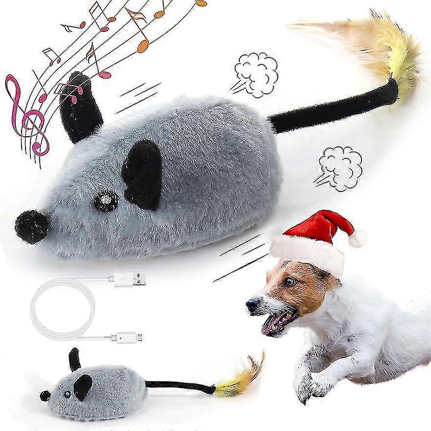 Fake Mouse Moving Dog Toy with Automatic Sensor, Dog Mouse Toy with Realistic Sound & Extended Tail