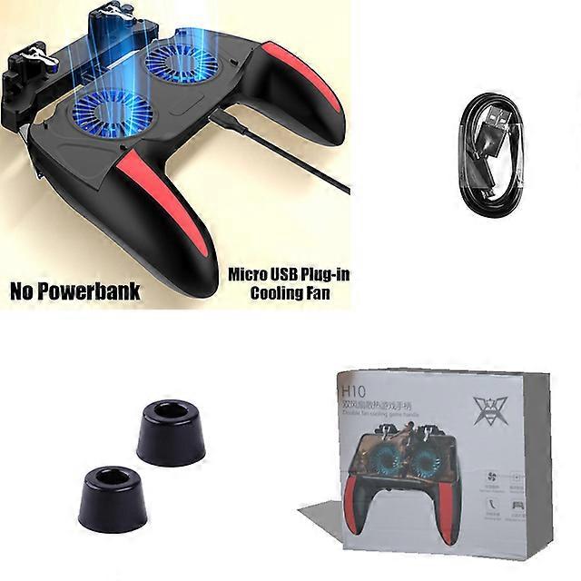 H10 PUBG Mobile Controller with Double Fan Cooling for Iphone Ios Android Phone Game Pad Fire with 2500mah / 5000mah Power Bank