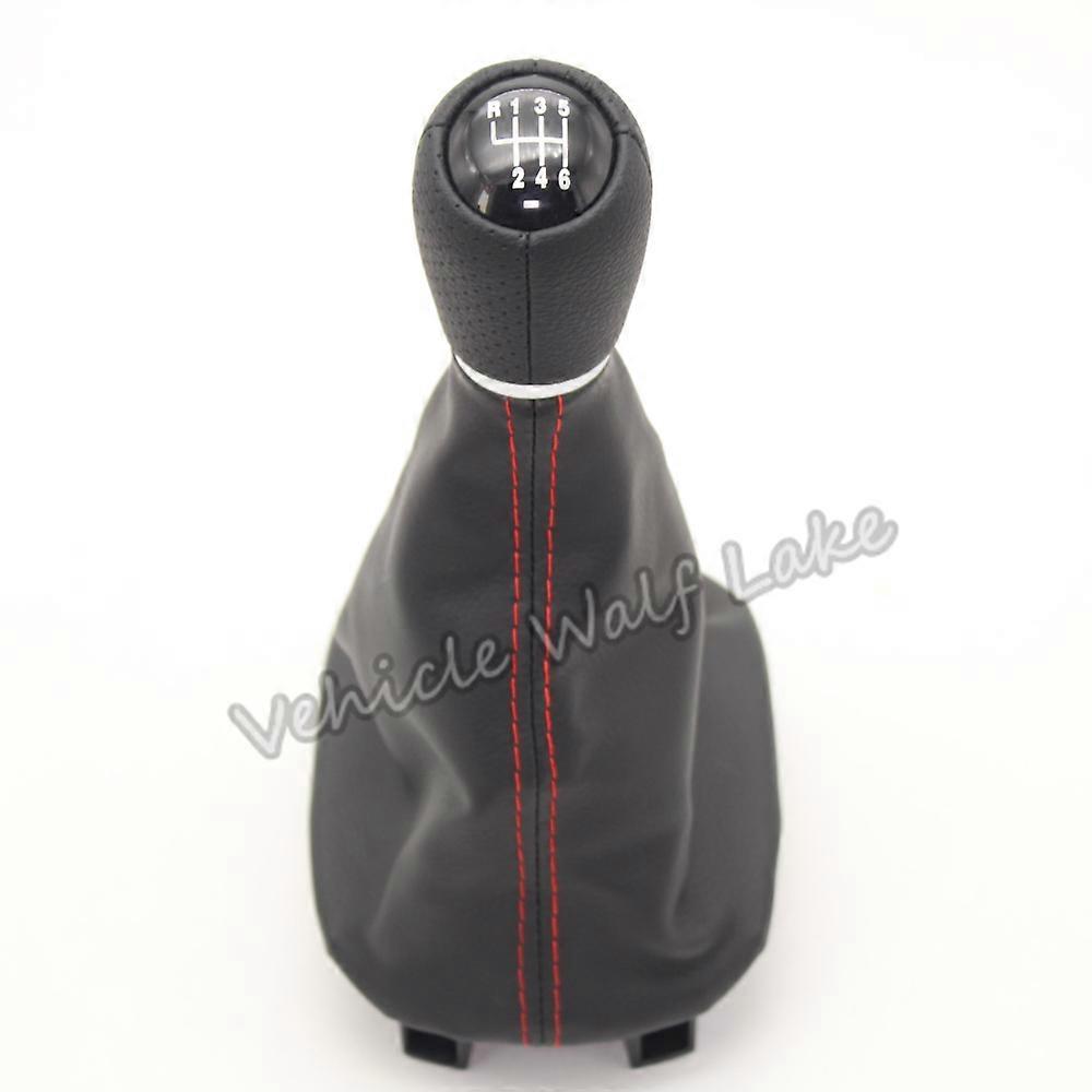For Seat Leon 1M1 2002 2003 2004 2005 2006 Car-styling 5 Speed 6 Speed Gear Stick Shift Knob Leather Boot Red Line 12mm Hole-5 speed