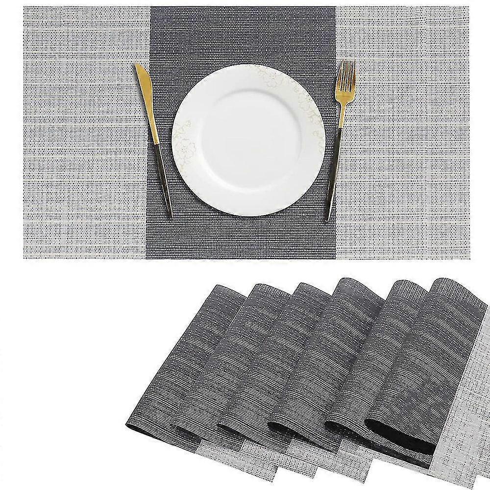Tischset Set von 6 hitzebeständigen Tischsets PVC Tischsets, grau