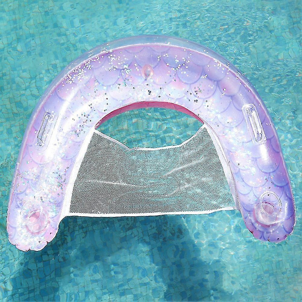 Glitter Pool Lounger, Swim Inflatable Floating Water Hammock, Inflatable Chair Floats With 2 Cup Holders