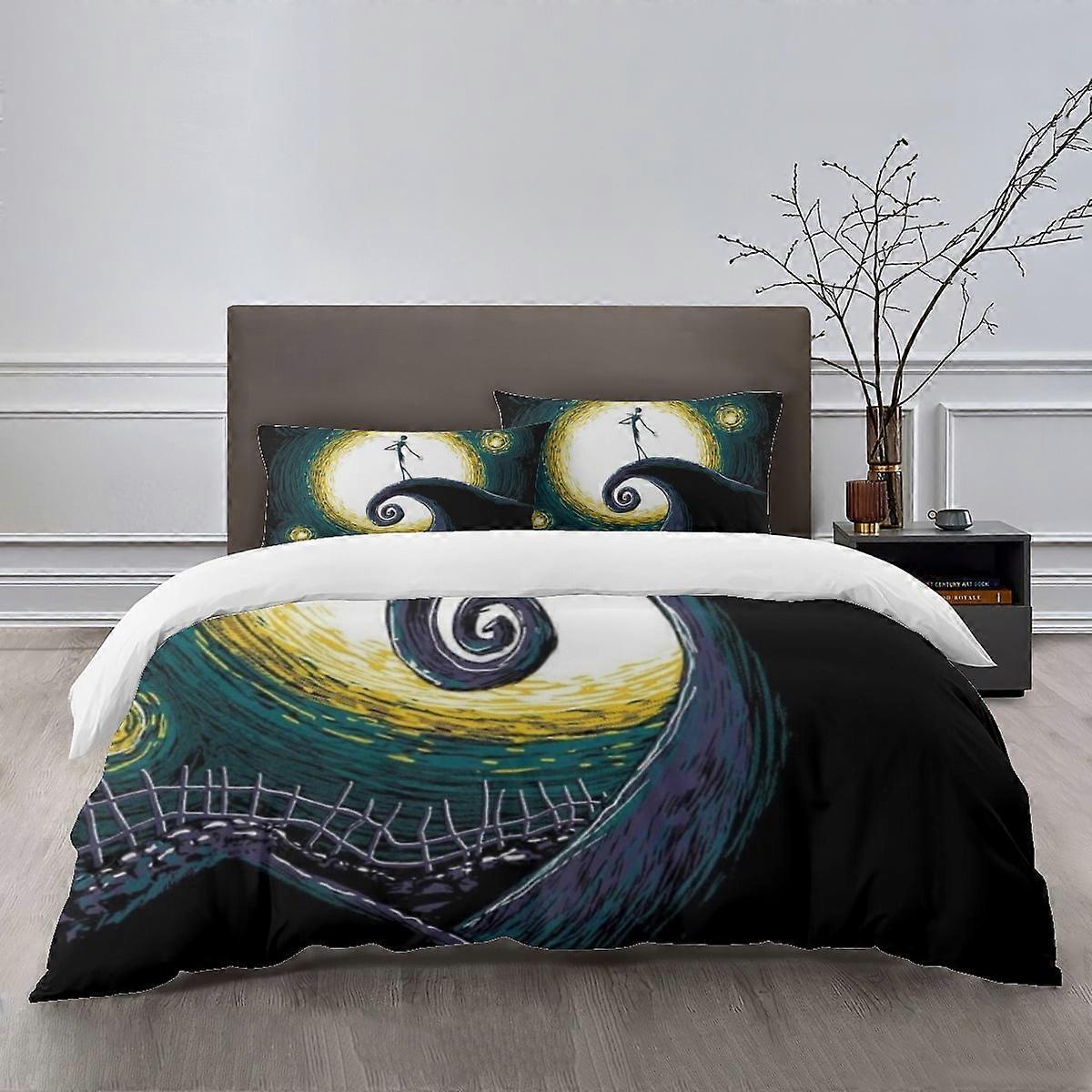 ملاءات السرير g1267 الكابوس قبل عيد الميلاد مجموعات الفراش غطاء لحاف الكرتون للسرير خفيف الوزن 3 قطع مجموعات رهان للأطفال الأولاد والبنات (1 غطاء لحاف أ