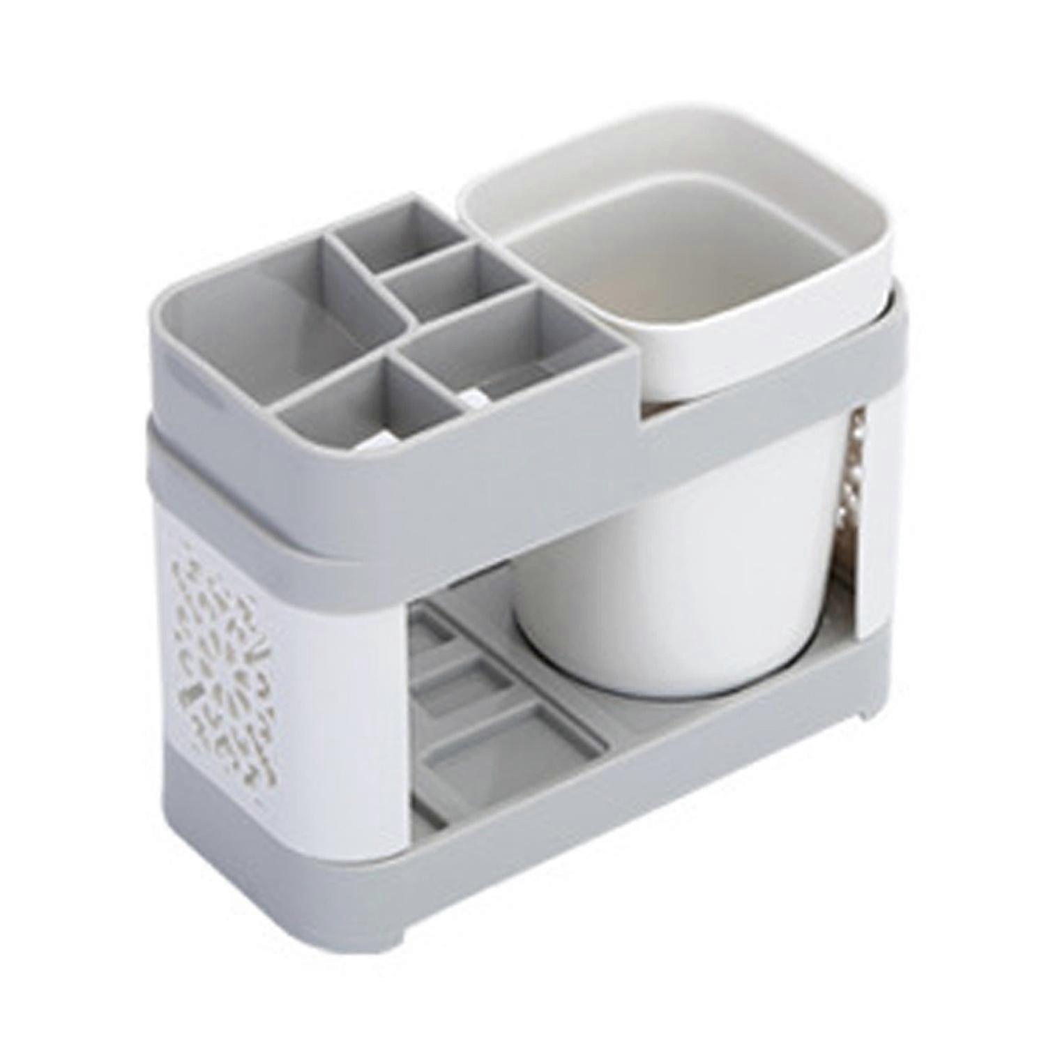 1 Set Organizer Holder Anti-slip Large Capacity PP Simple Water Draining Toothbrush Toothpaste Stand