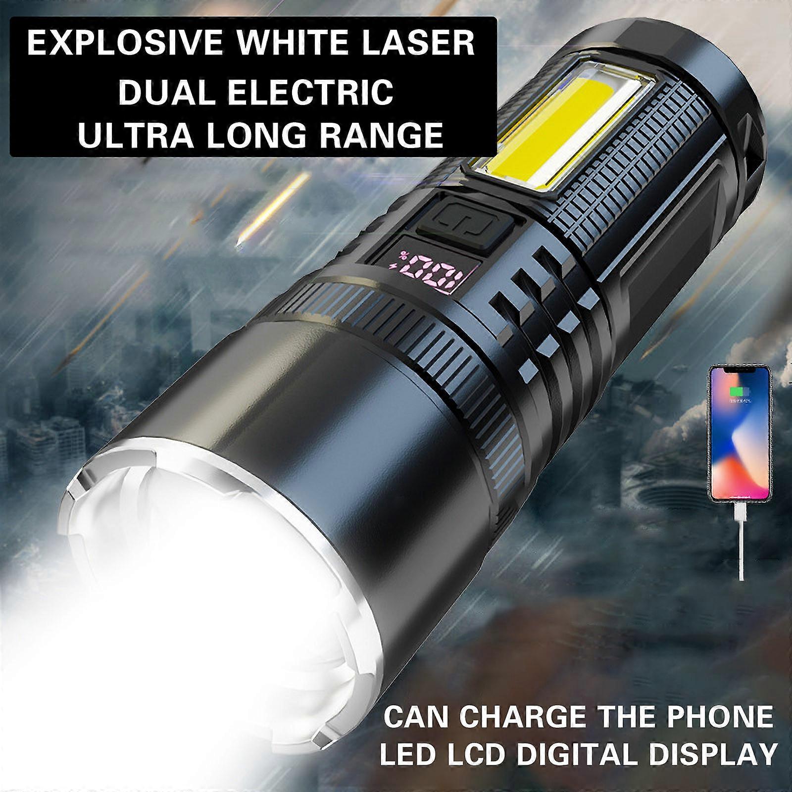Rechargeable High Super Bright Flashlights With COB Work Light High Powered Powerful Handheld Led Flashlights For Emergencies Camping Hiking Flye24624