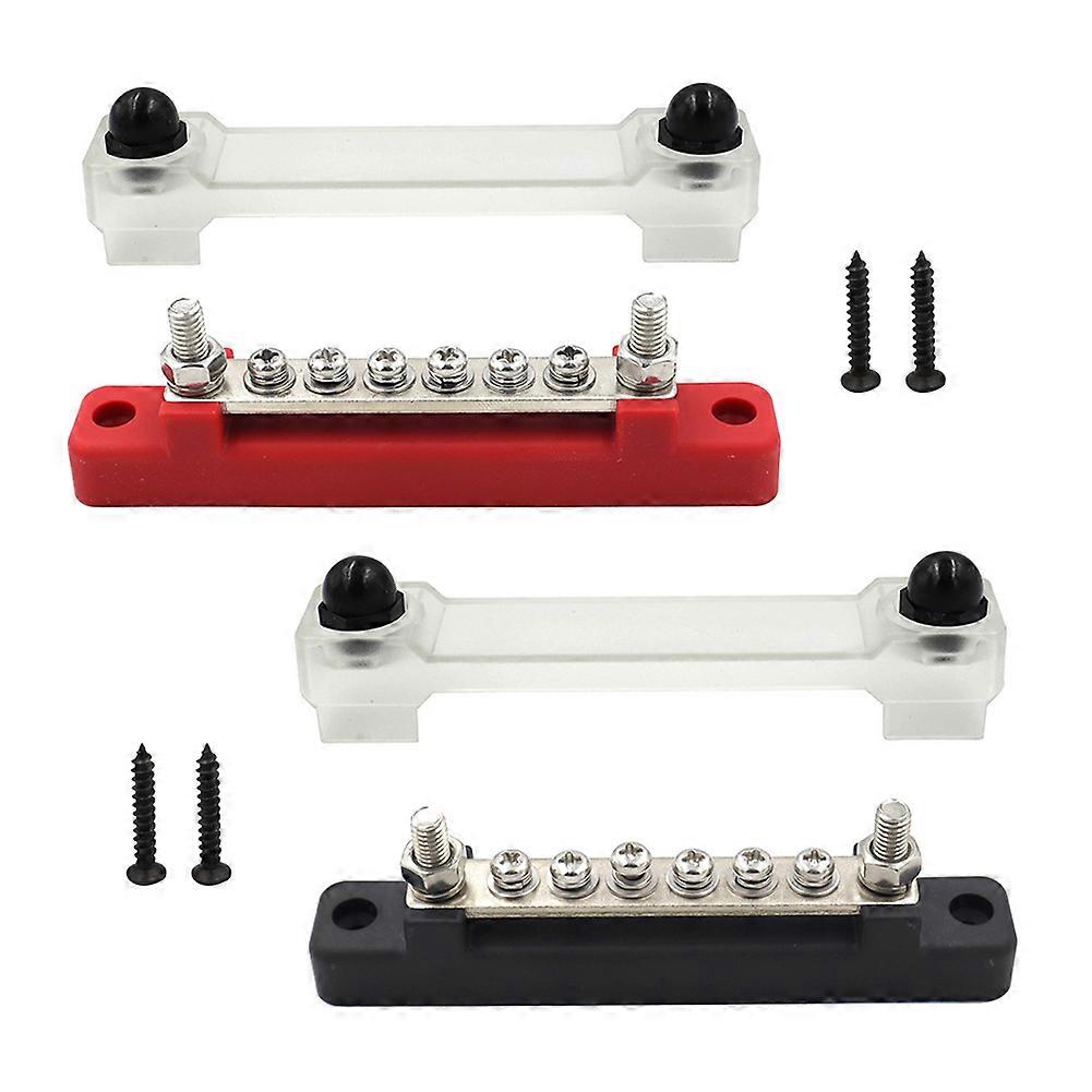 Car Terminal Block Negative Bus Bar 12V Power Distribution Block M8 Termianl Bus for Automotive Boat Solar System Black Red