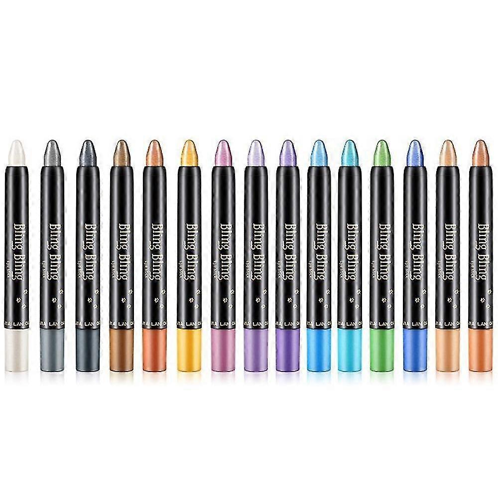 15 Colors Eyeshadow Stick Waterproof Eye Shadow Pencil Shimmer Glitter Eyeshadow Crayon Long Lasting Eyeshadow Stick Sets