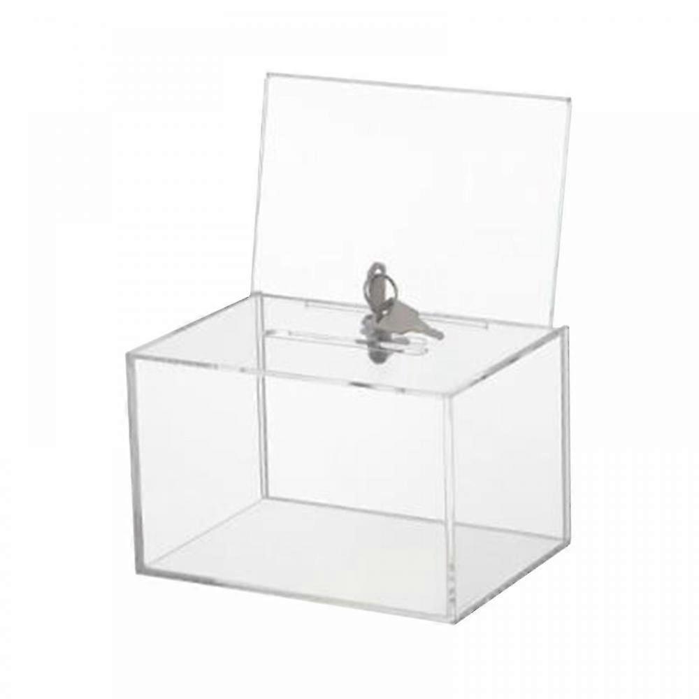 Clear Voting Box Container Raffle Ticket Box For Desk Reception