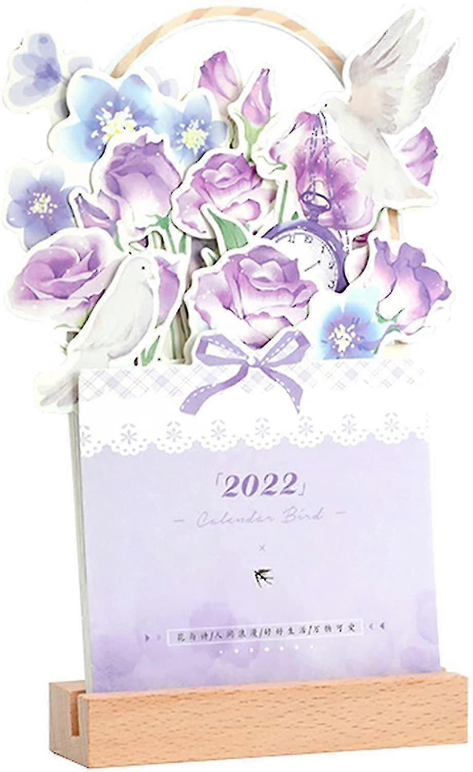 2022 Creative Desk Calendar Unique Flower Basket Shape Desktop Schedule Calendar 12 X 21 Cm