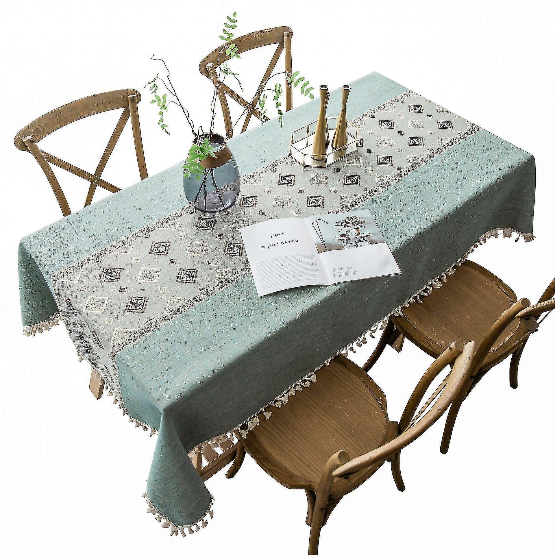 Wabjtam Cotton Linen Tablecloth Rectangular Table Linen Tabletop Kitchen Table Decoration