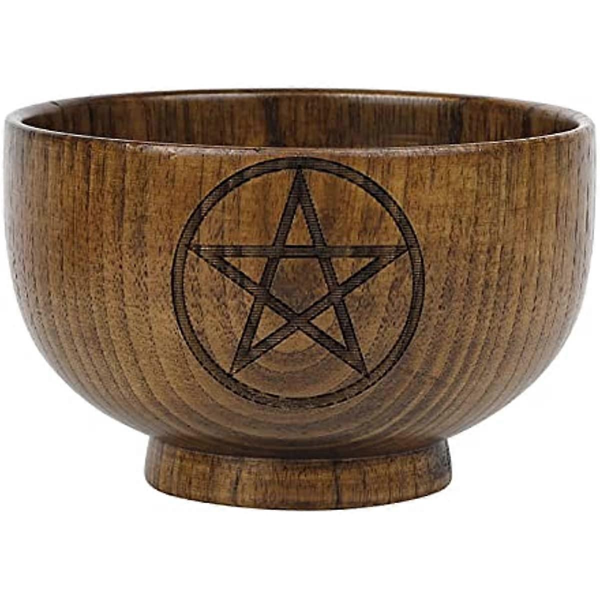 Primrosely 手工制作的木制仪式碗 - 独特的月亮占卜占星工具仪式碗棋盘游戏祭坛碗巫术祭坛工具